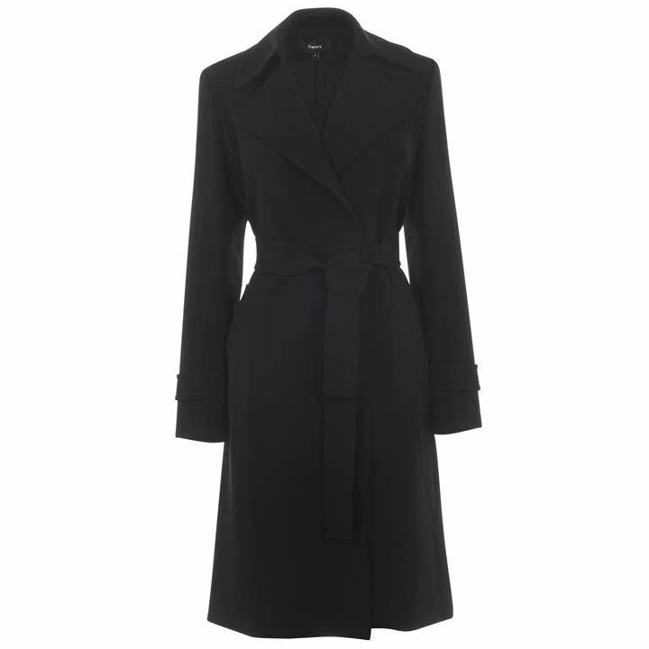 THEORY Crepe Trench Coat - Black