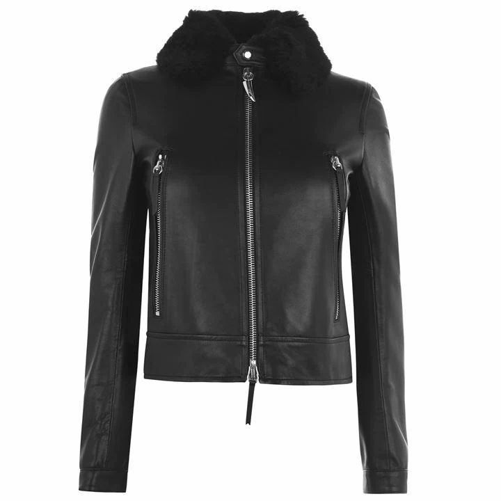 GIUSEPPE ZANOTTI Abbigliamento Lined Leather Jacket - Black