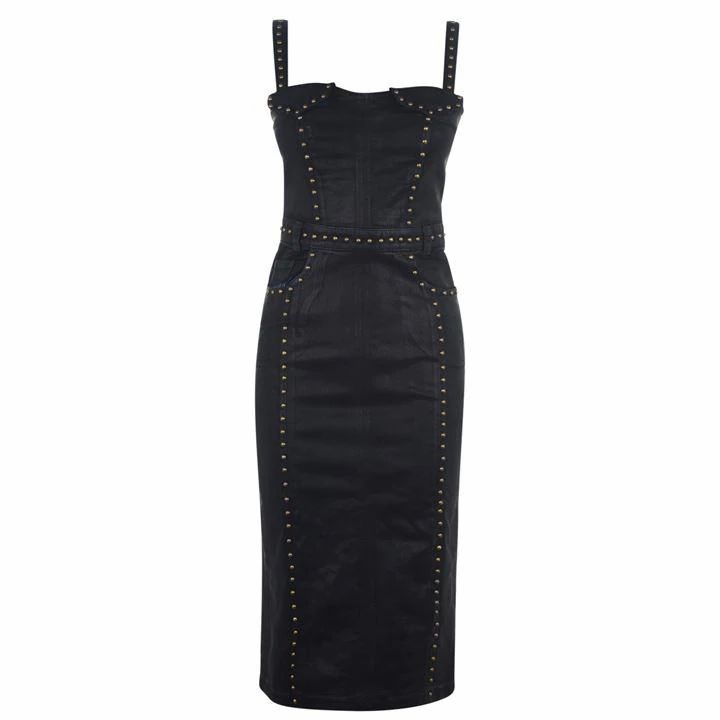 Versace Jeans Couture Studded Coated Denim Dress - Blue