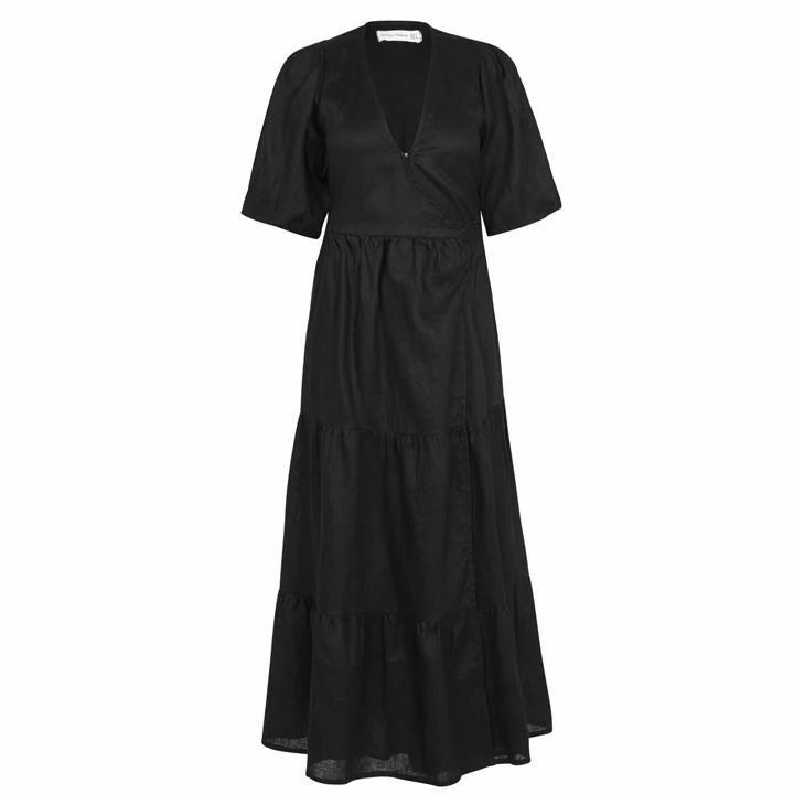Faithfull the Brand Edee Wrap Midi Dress - Black