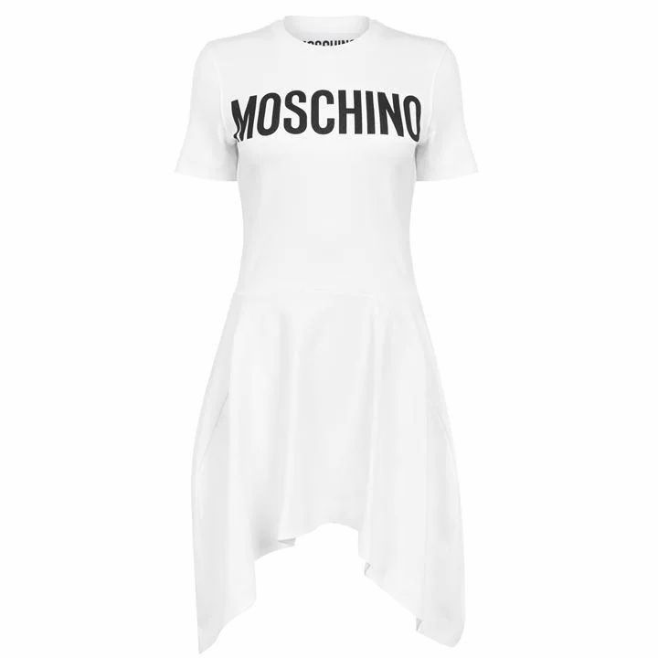 MOSCHINO Logo Interlock Jersey Dress - White J1001