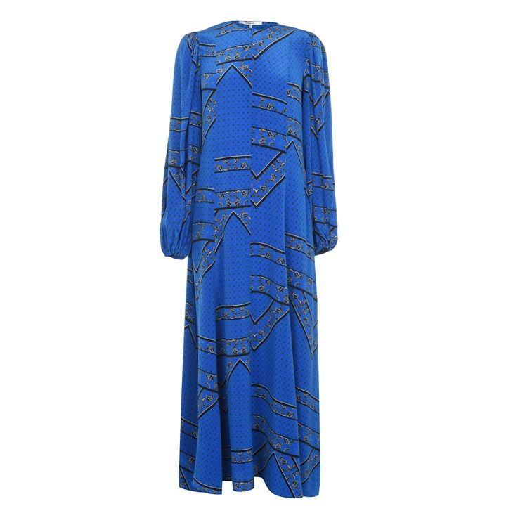 Ganni Ganni Cloverdale Silk Dress - Blue