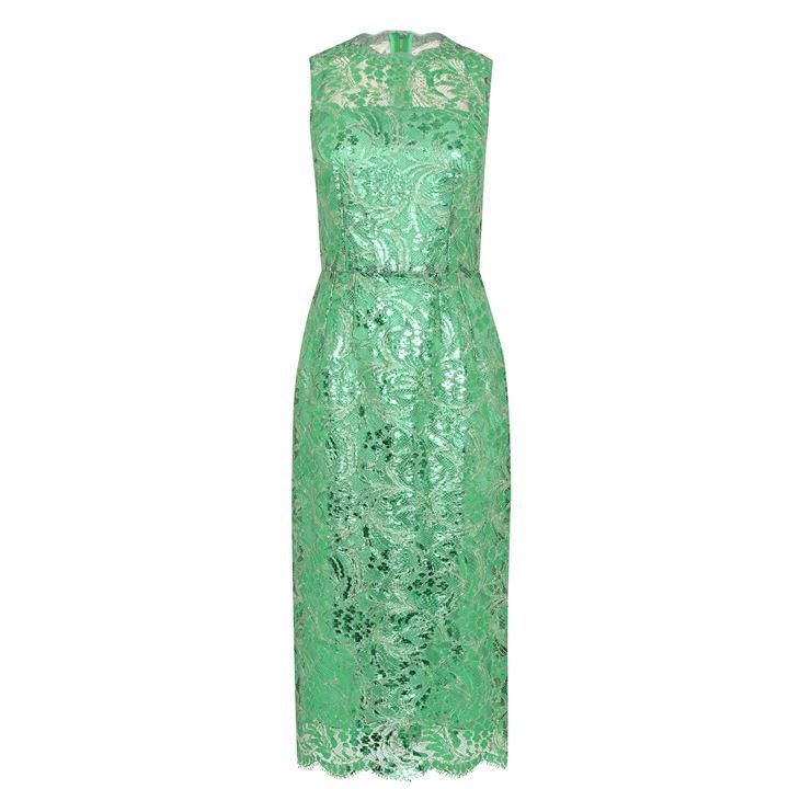 Dolce and Gabbana Lace Midi Dress - Green