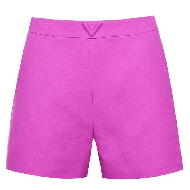 VALENTINO Crepe V Logo Shorts - Pink