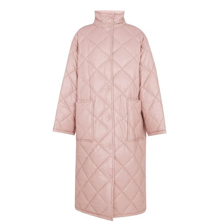 Stand Studio Quilted Faux Leather Coat - Pink