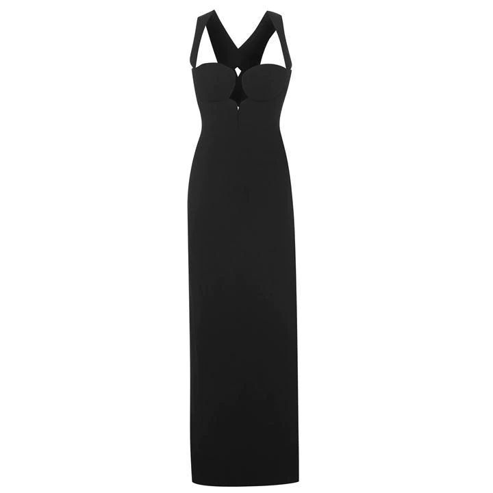 VERSACE Low Cut Gown Maxi Dress - Black