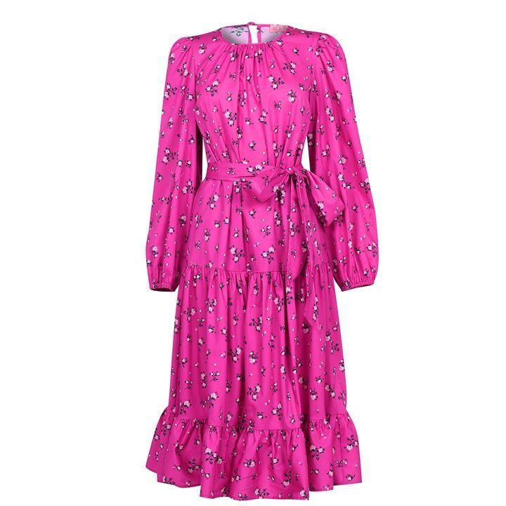 KITRI Alana Pink Floral Midi Dress - Pink