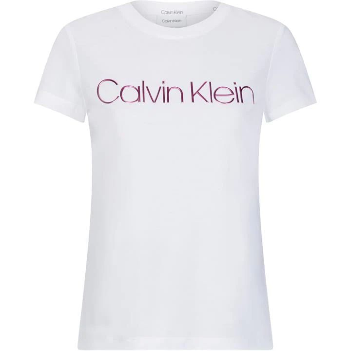 CALVIN KLEIN Metallic Logo T Shirt - White