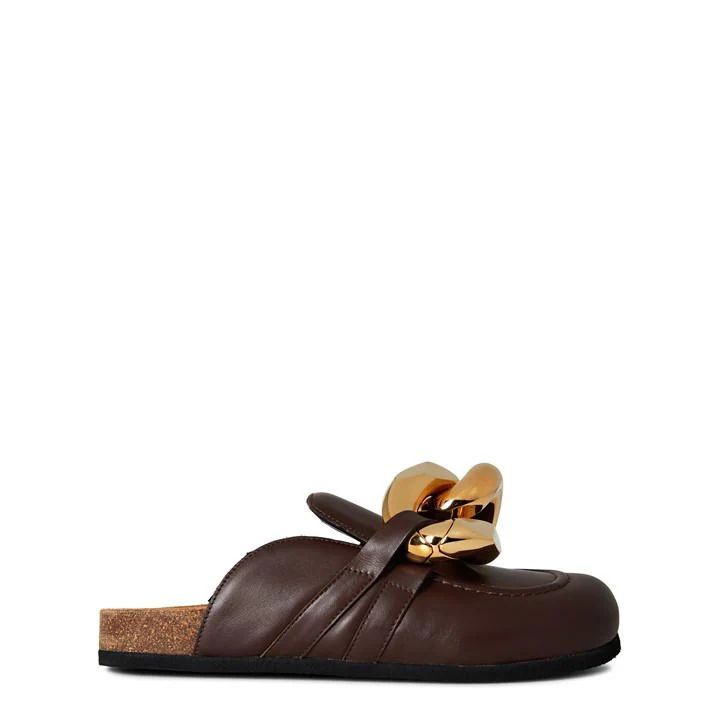 Backless Chain Loafer - Brown
