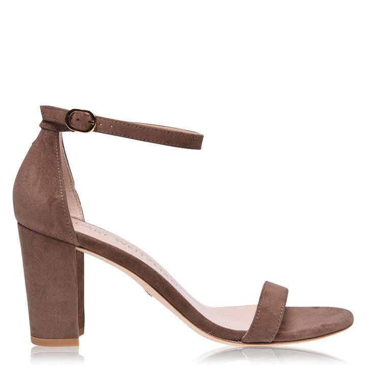 Nearly Nude Suede Heeled Sandals - Brown