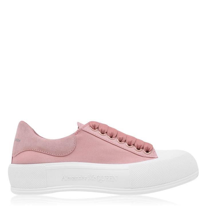 Deck Lace Up Plimsoll Trainers - Pink