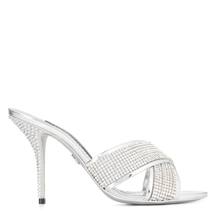 Crystal Embellished Sandals - Silver