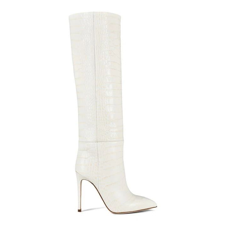 Embossed Coco Boots - White