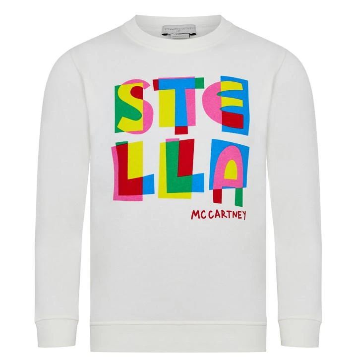 Girl'S Abstract Stella Logo Print Sweatshirt - White