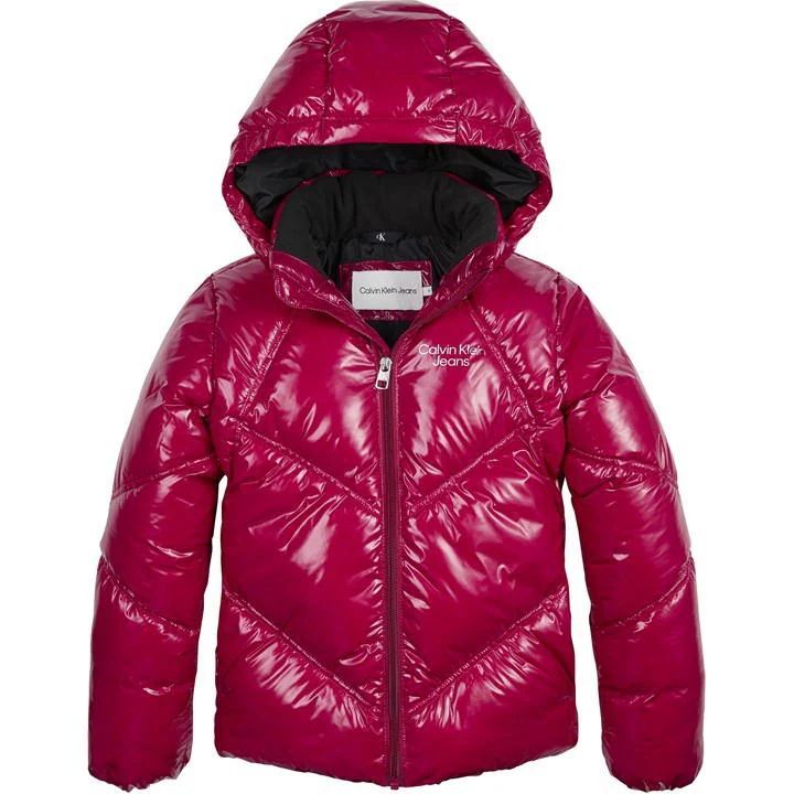 Cuts Seams Quilted Shiny Jacket - Pink