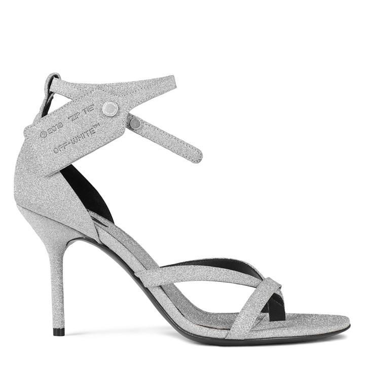 Glitter Heeled Sandals - Silver