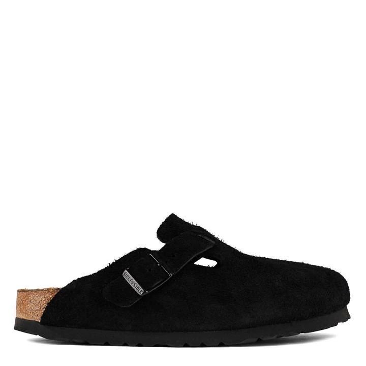 Boston Suede Flat Sandals - Black