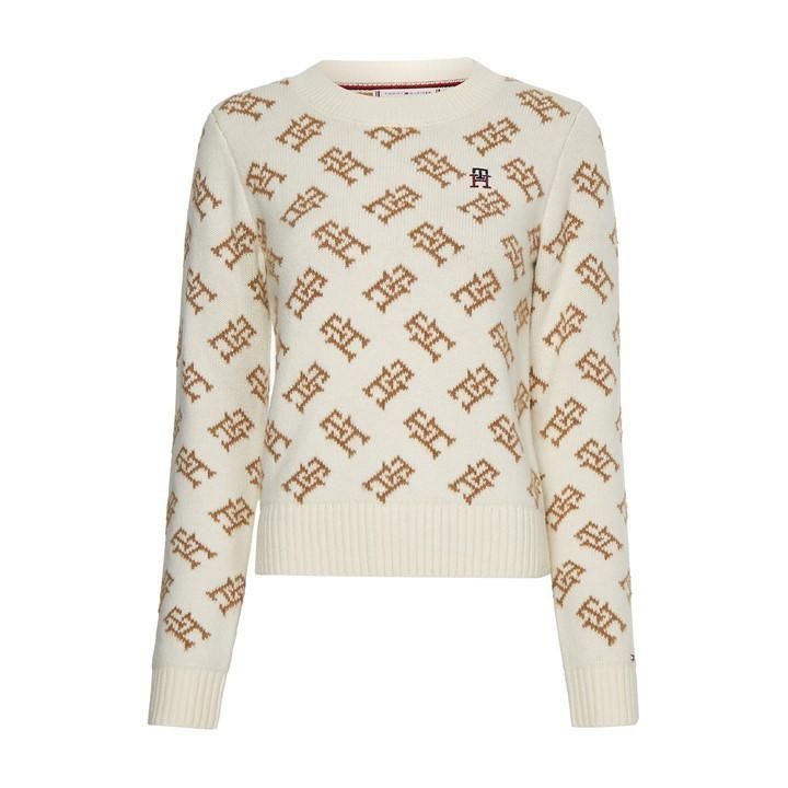 Monogram C-Nk Sweater - Cream