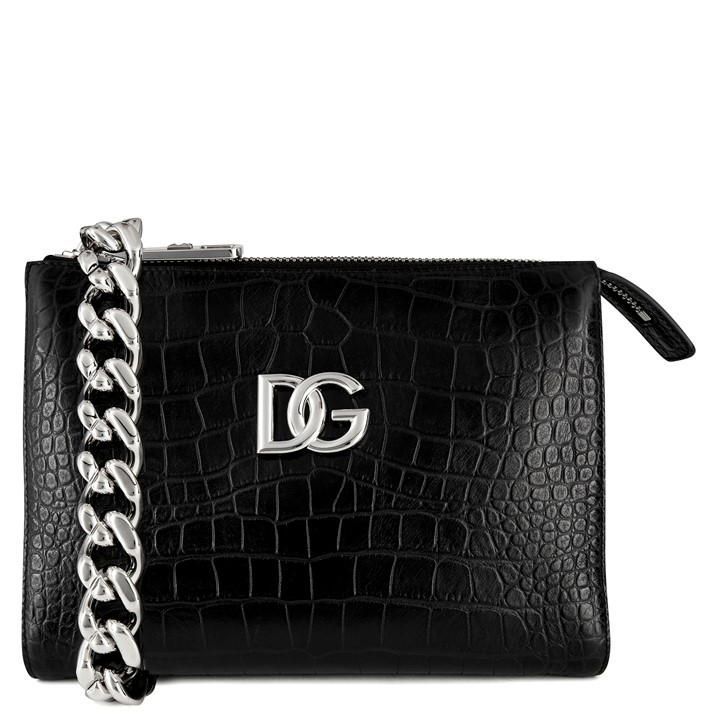 Gigi Croc Embossed Bag - Black