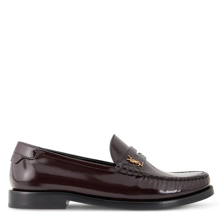 Logo Appliquéd Leather Loafers - Red