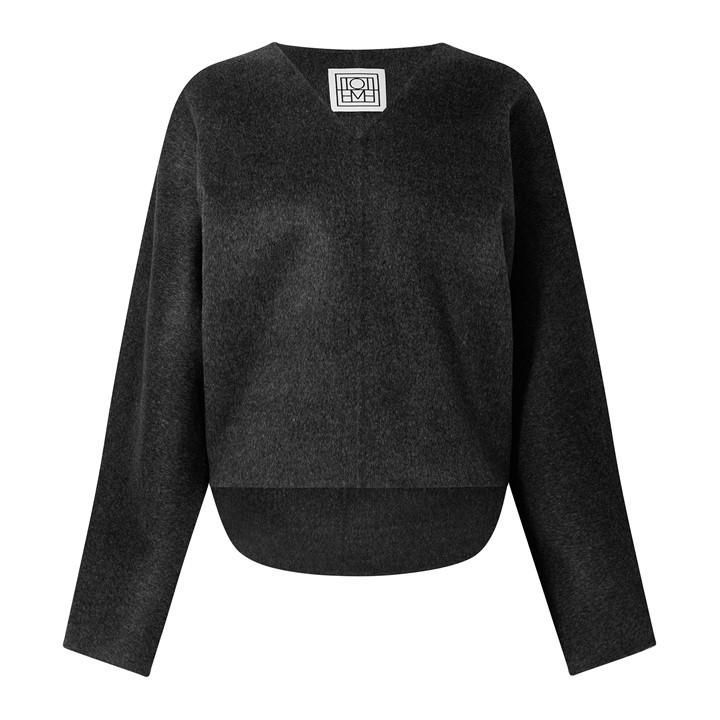 Melange Double Wool Cashmere Pullover - Grey