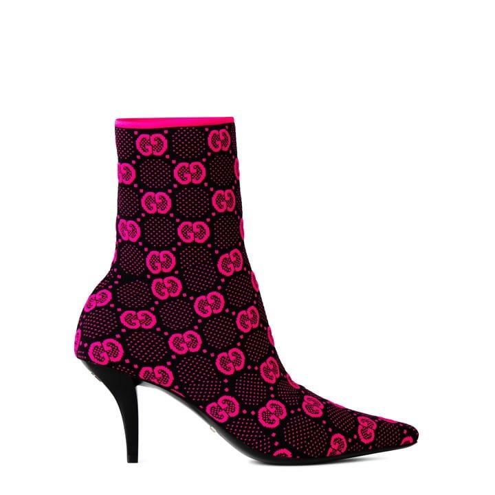 Gg Knit Ankle Boot - Pink