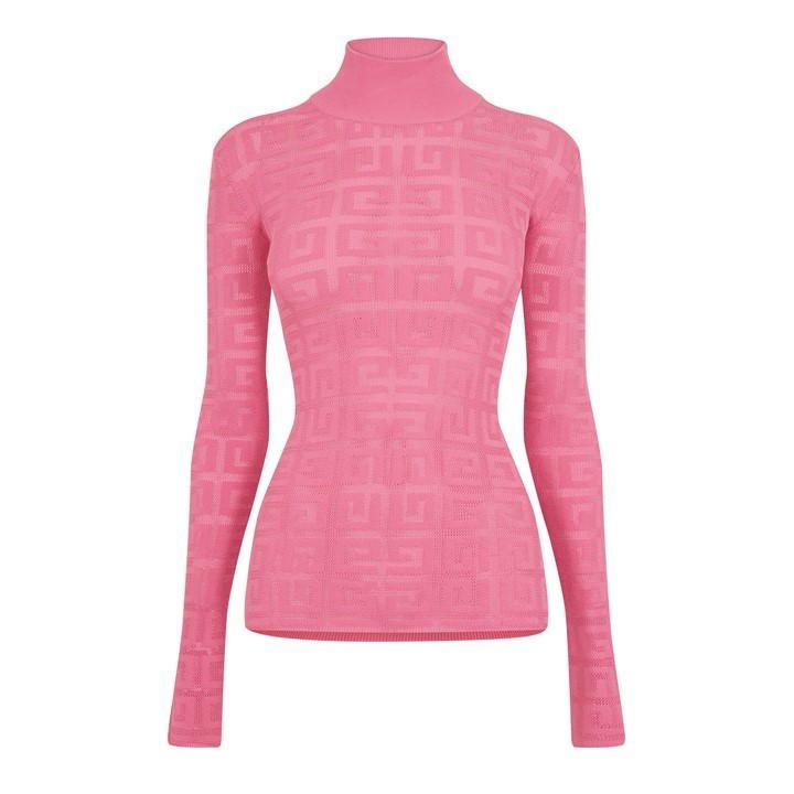 Jacquard 4g Polo Sweater - Pink