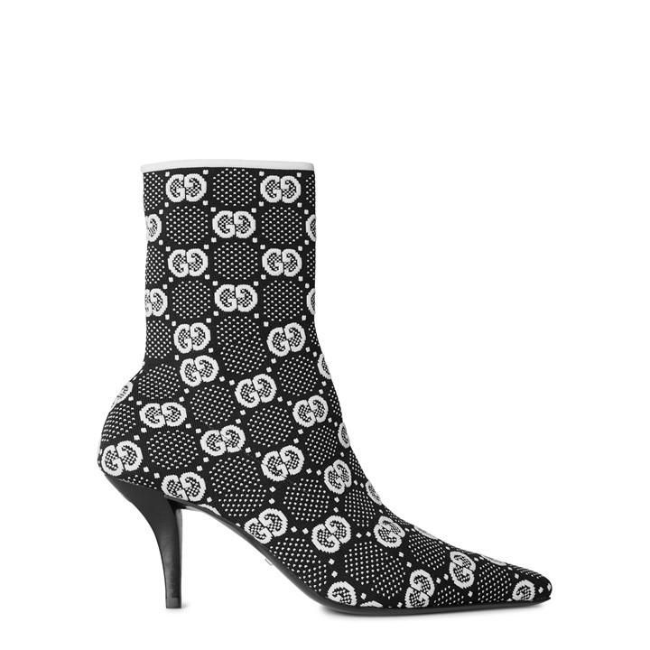 Gg Knit Ankle Boot - Black