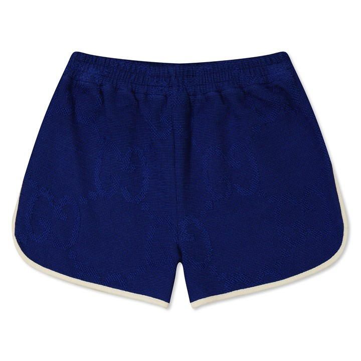 Girl'S Double G Monogram Shorts - Blue