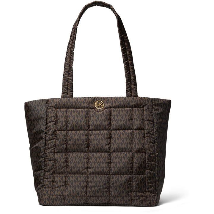 Lilah Large Quilted Recycled Polyester Tote Bag - Brown