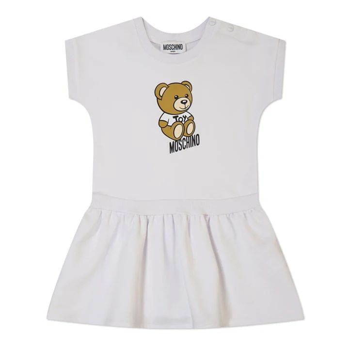 Infant Bear Sweat Dress - White