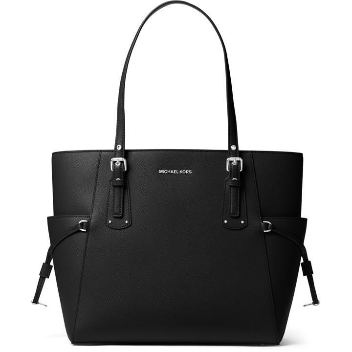 Voyager Grained Leather Tote Bag - Black