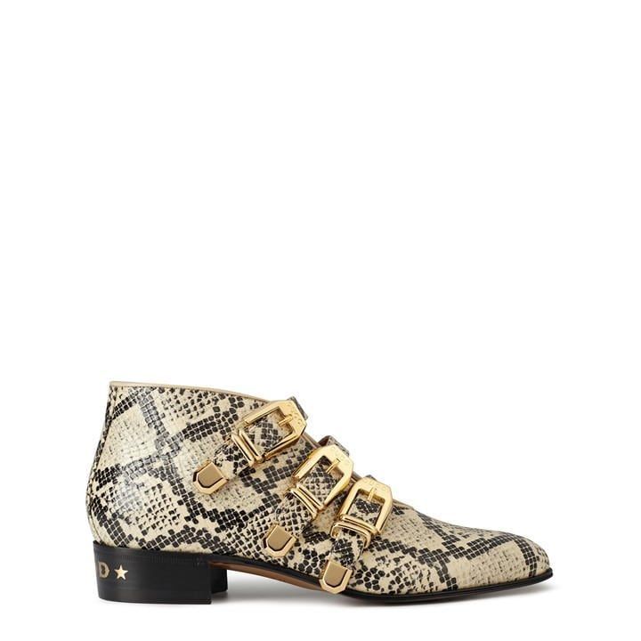 Python Print Ankle Boots - Beige
