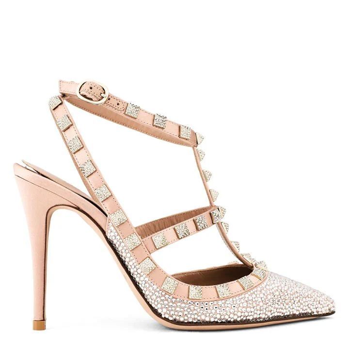 Rockstud Embellished Heels - Pink