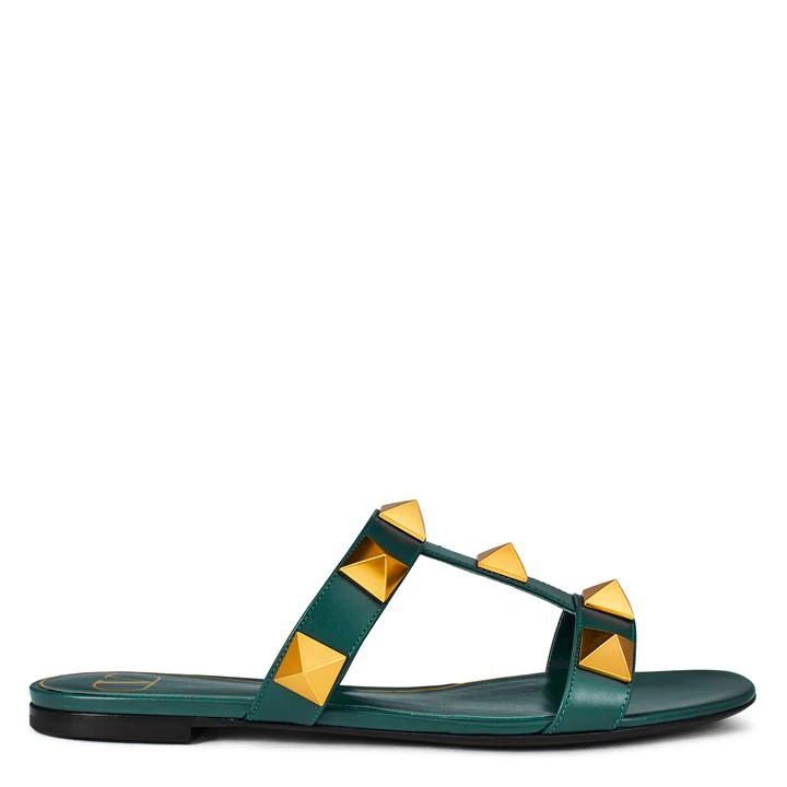 Roman Spike Strap Sandals - Green