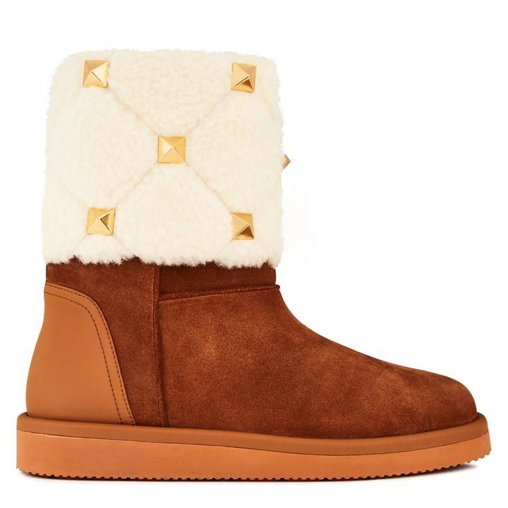 Roman Stud Ankle Boot - Brown
