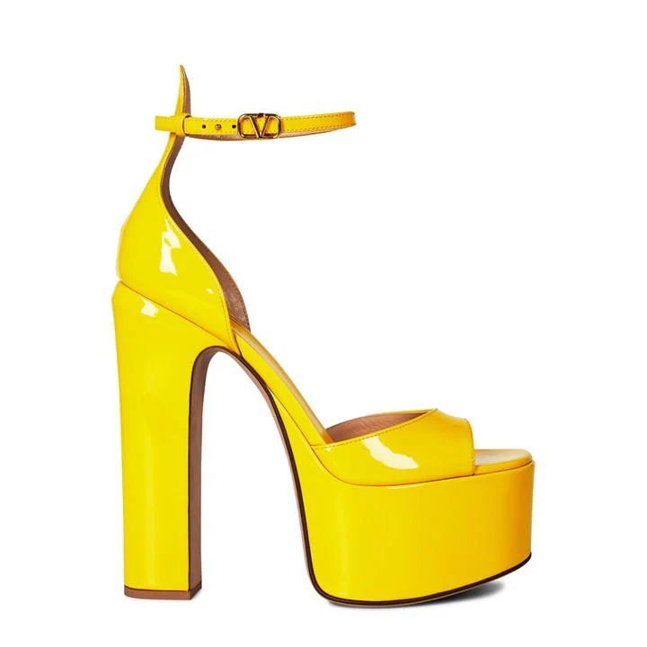 Vlogo Go Platform Patent Leather Sandals - Yellow