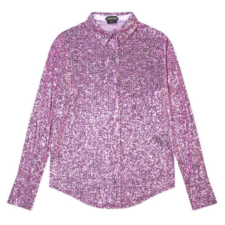 Sequinned Long Sleeve Shirt - Purple