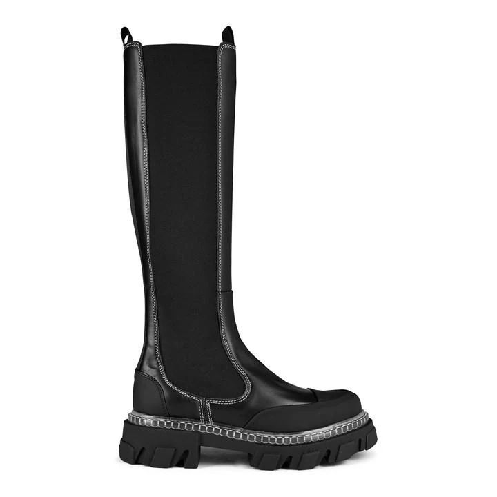 Cleated High Chelsea Boots - Black