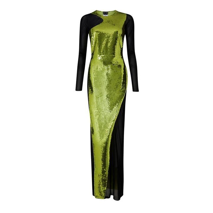 Liquid Sequin Evening Dress - Green