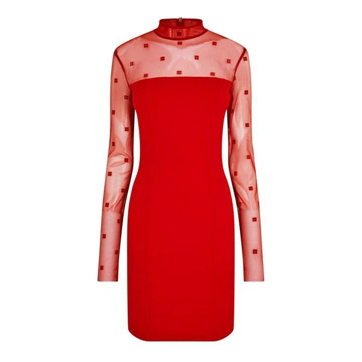 Semi Sheer 4g Mini Dress - Red