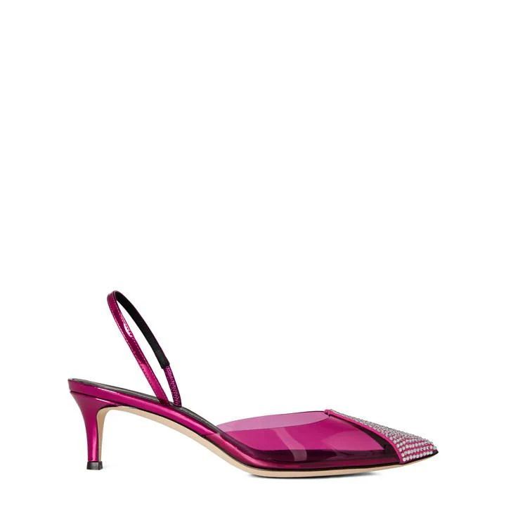 Embellished Pvc Slingback Heels - Pink