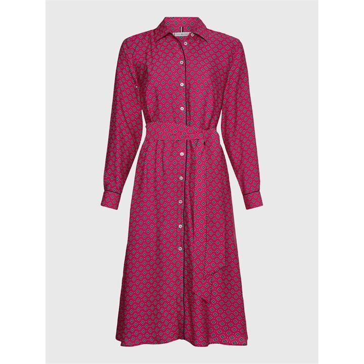 Vis Foullard Shirt Dress Ls - Pink