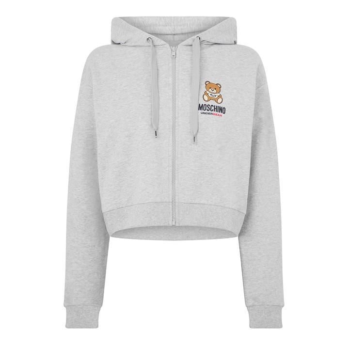 Bear Zipped Hoodie - Grey