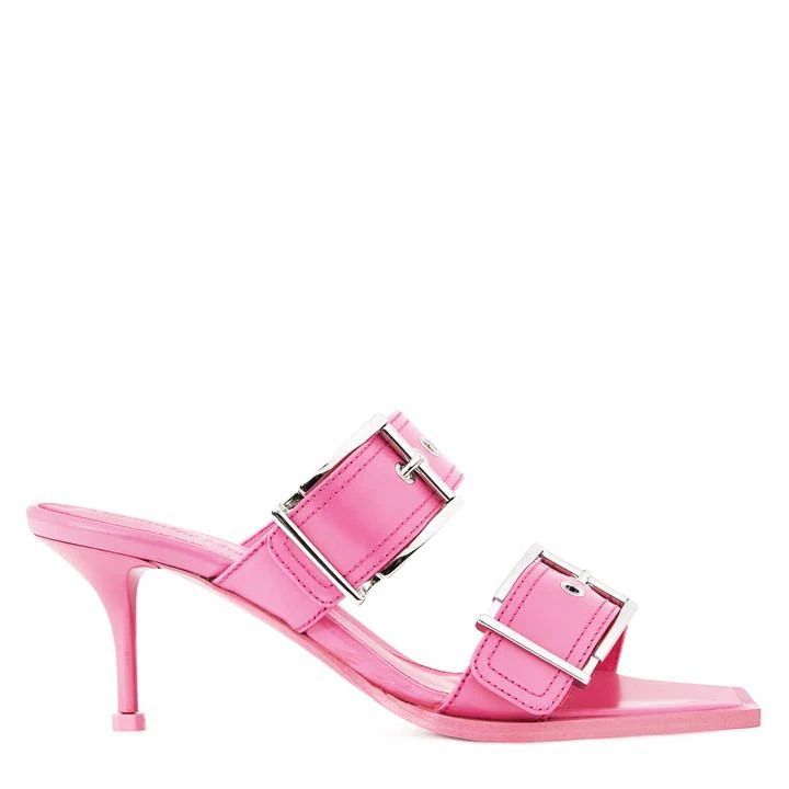 Double Buckle Punk Mules - Pink