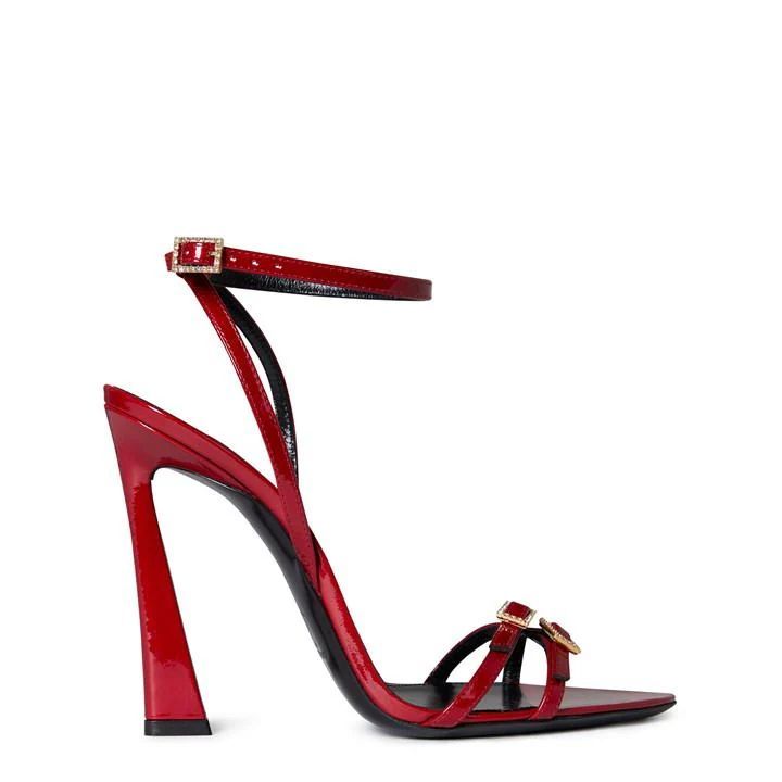 Lila Glossy Leather Sandals - Red