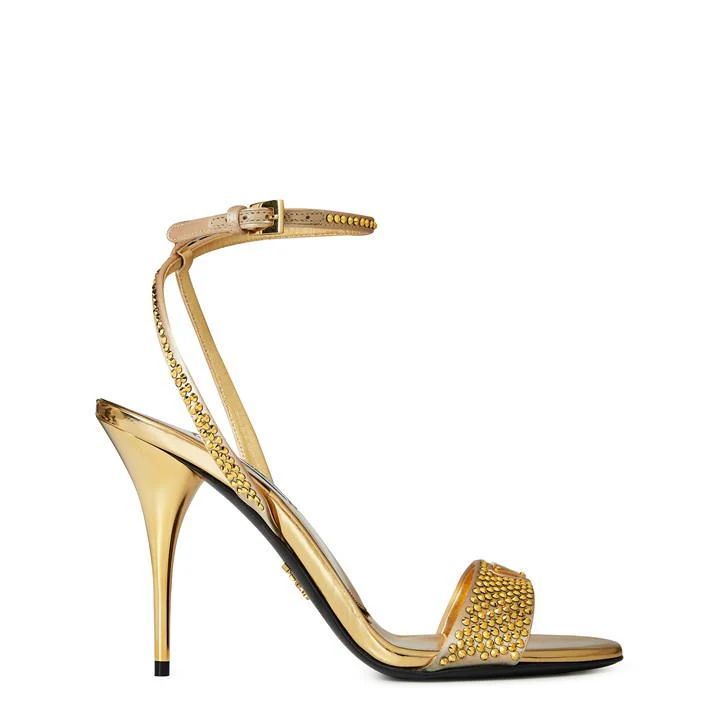 Crystal Embellished Heels - Gold