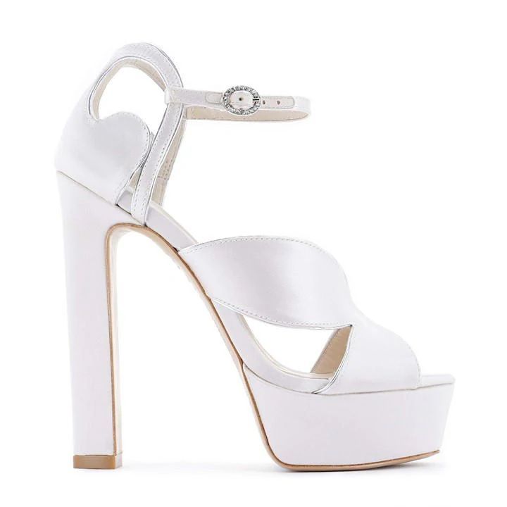 Rita Sandal Champagne Platform Shoes - White