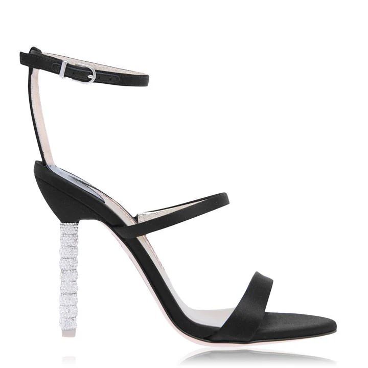 Crystal Heeled Sandals - Black