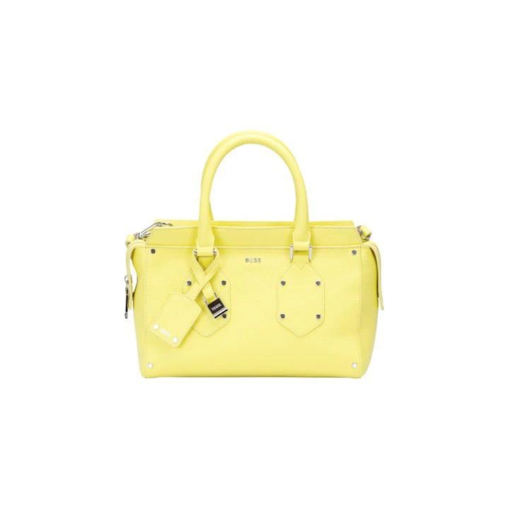 Grained Leather Mini Ivy Tote Padlock Bag - Yellow